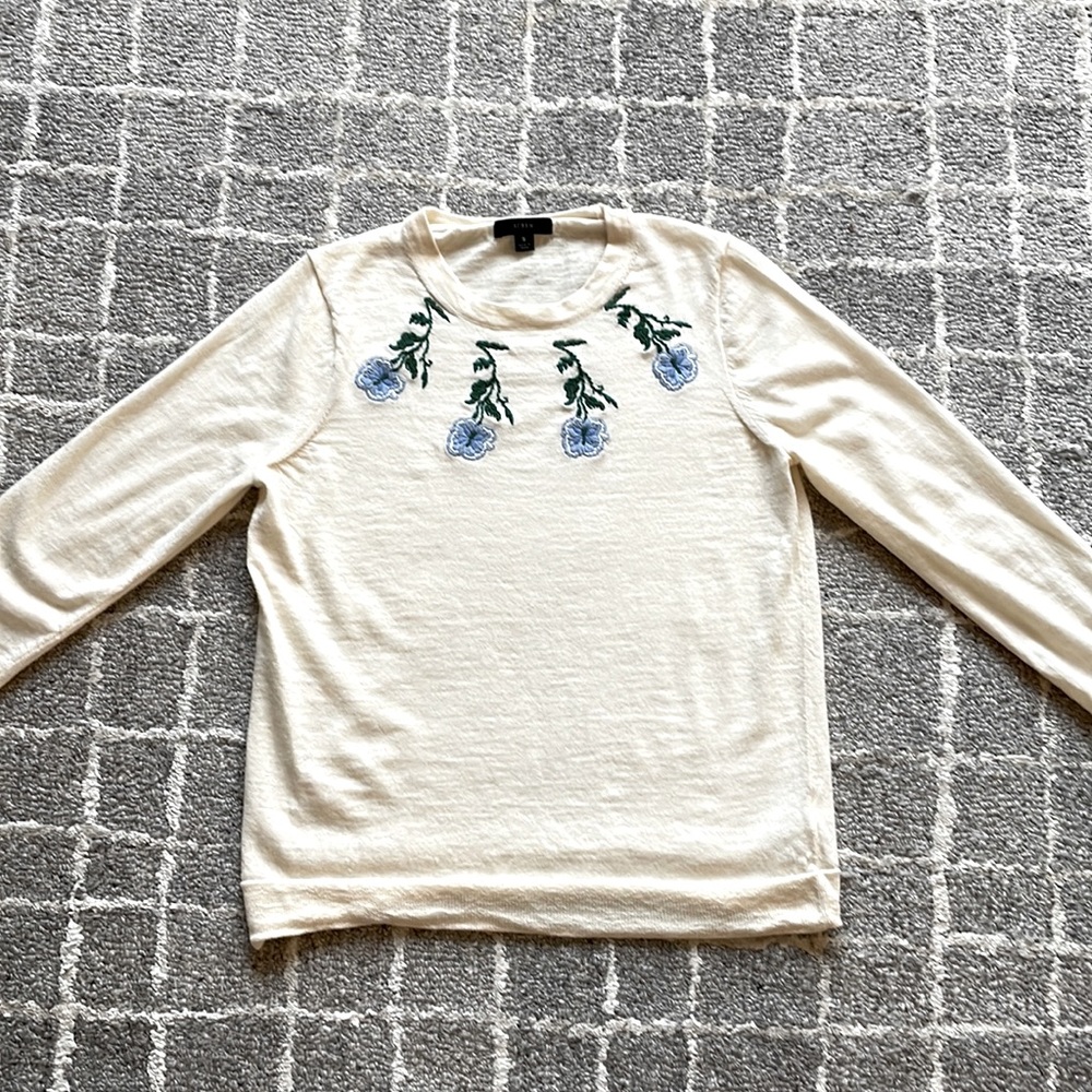 J.Crew Floral embroidered sweater